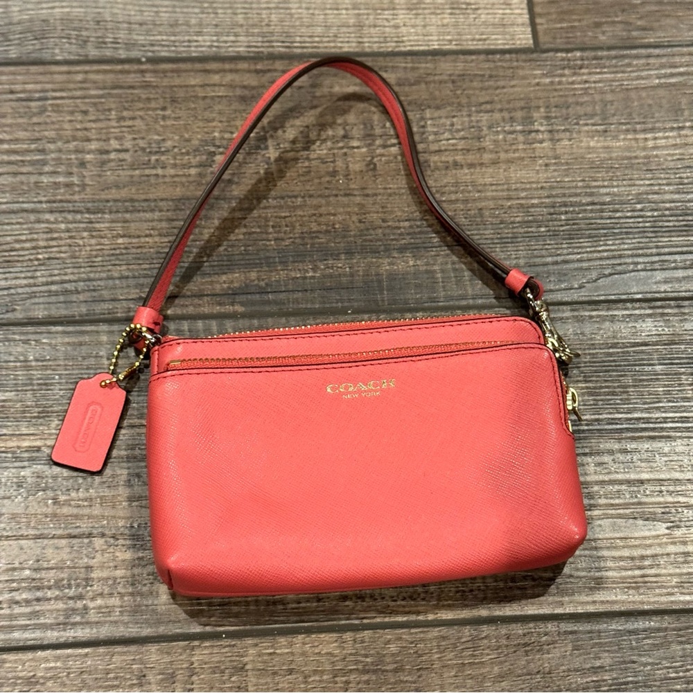 Coach Coral Wristlet Gold Hardware Double Pouches